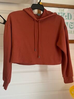 Wild fable Rust Cropped Hoodie Sweatshirt - Women